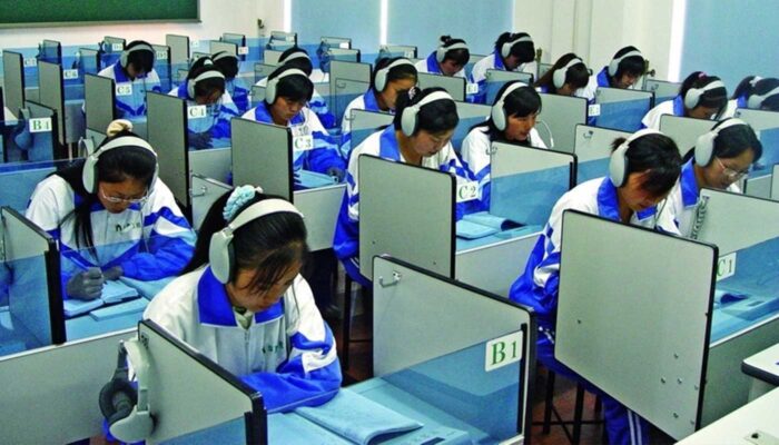 students studying with headphones on